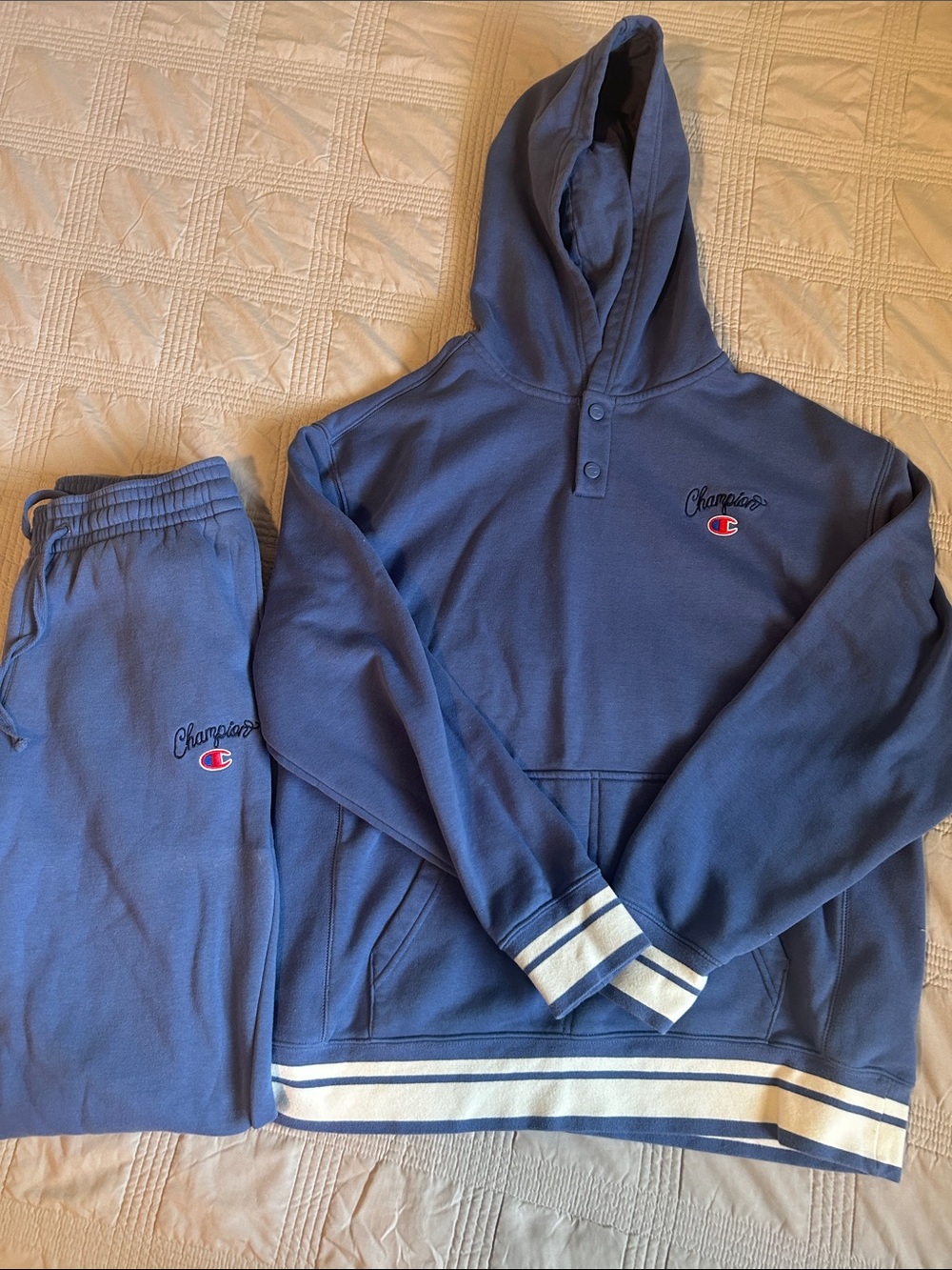 Champion Blue Hooded Sweatshirt and Jogger Set